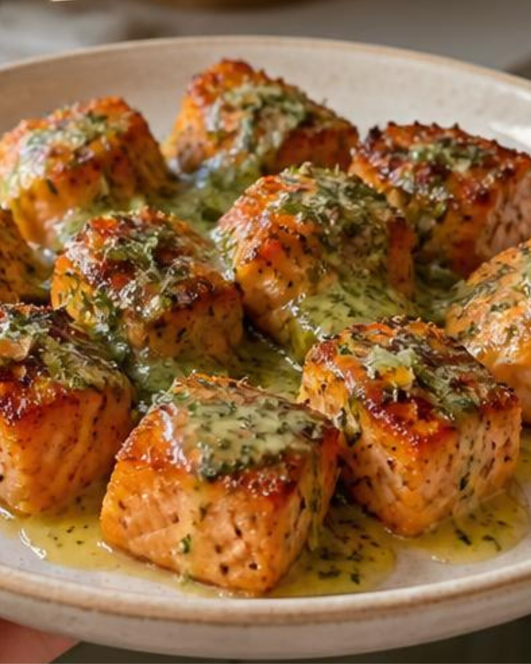 Crispy Salmon Bites with Dill Butter Drizzle