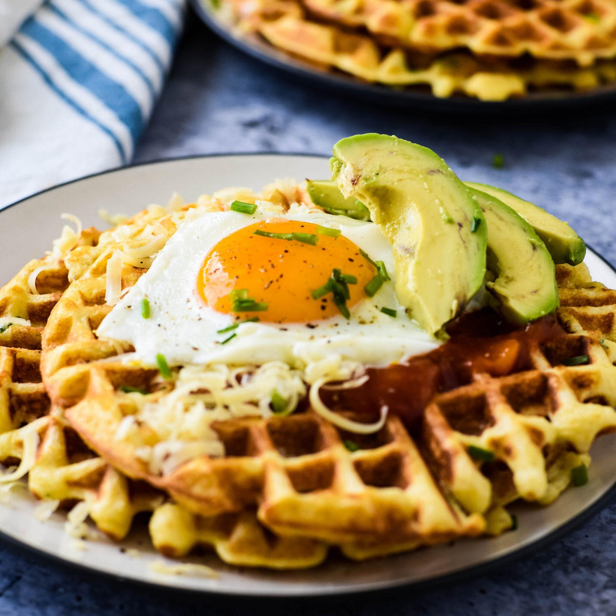 Southwest Cheddar Cornbread Waffles