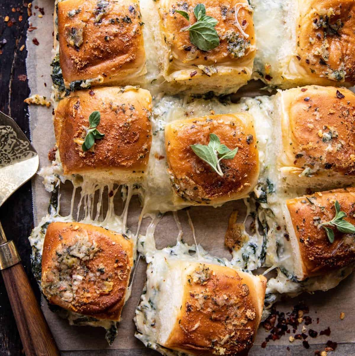Spinach Artichoke Chicken Sliders