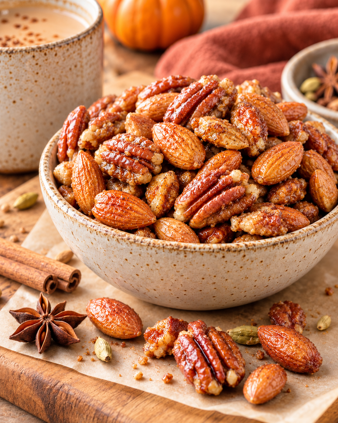 Sweet & Crunchy Chai Glazed Nuts