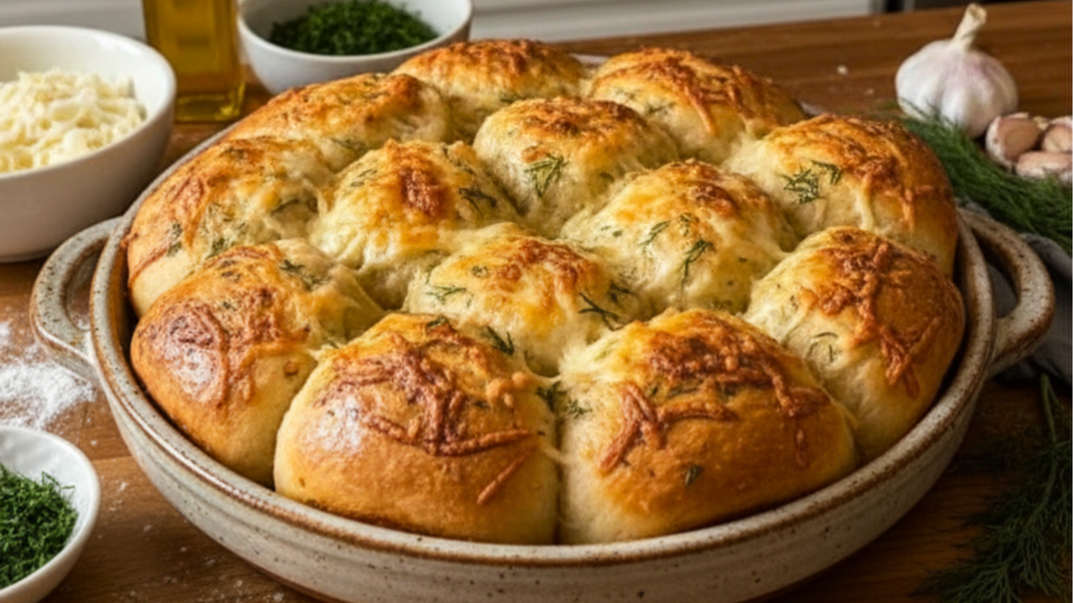 Cheesy Dill Focaccia Rolls