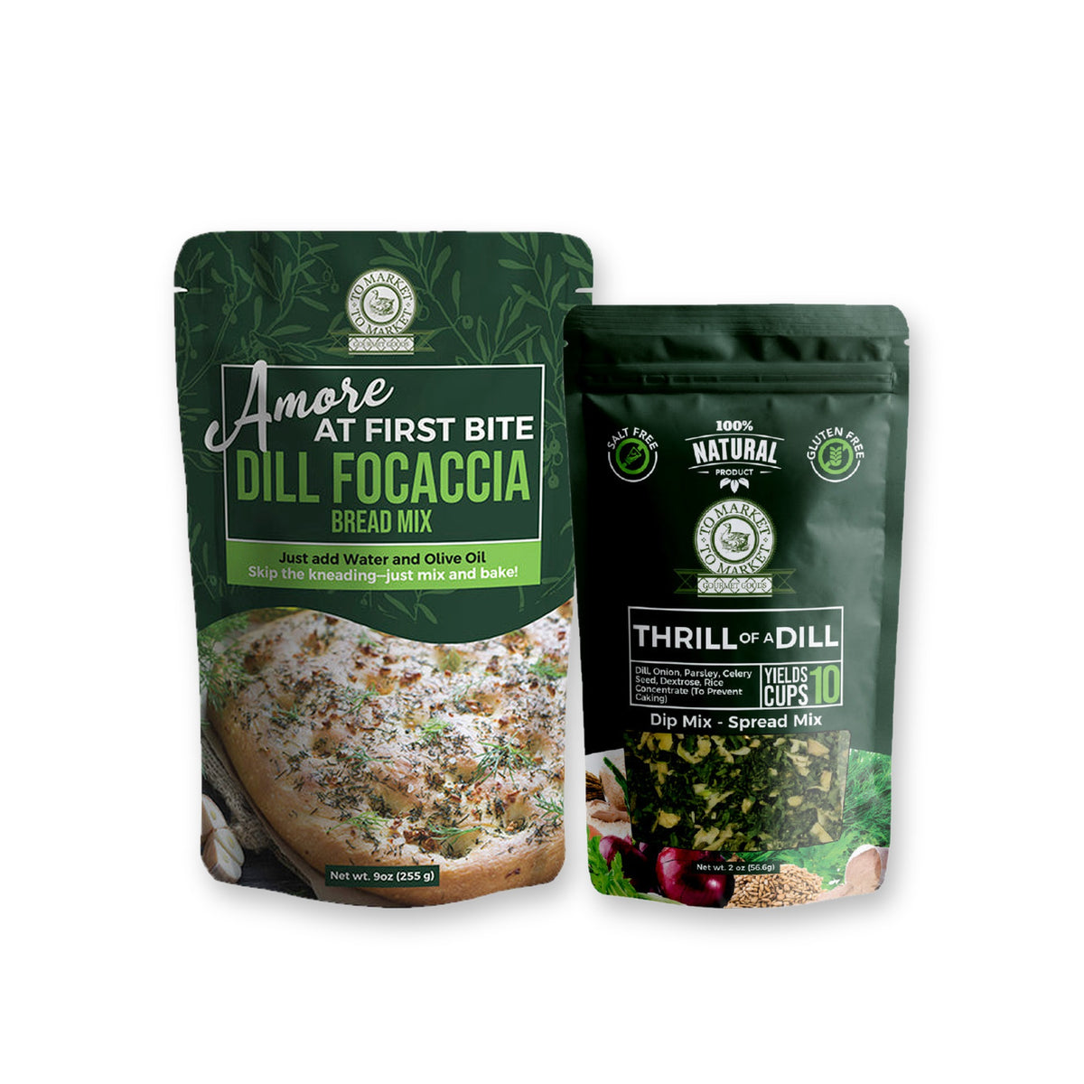 Dill Focaccia Bread Mix and Thrill of a Dill Dip Mix pouches