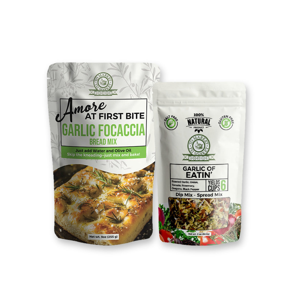 Garlic Focaccia Bread Mix and Garlic of Eatin' Dip Mix pouches